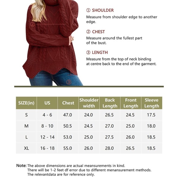 SOLD Maroon Turtleneck Chunky Pullover Sweater - Picture 12 of 12